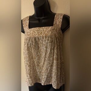 Faherty Cream Floral Tank